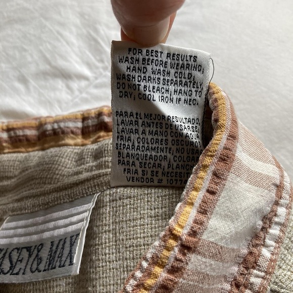 Vtg Casey & Max Safari Animal Embroidered Button Up Shirt Womens L Beige Africa - Picture 9 of 12